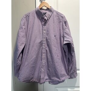 Lauren Ralph Lauren Blue & Pink Check Button-Down Shirt Size 2XB